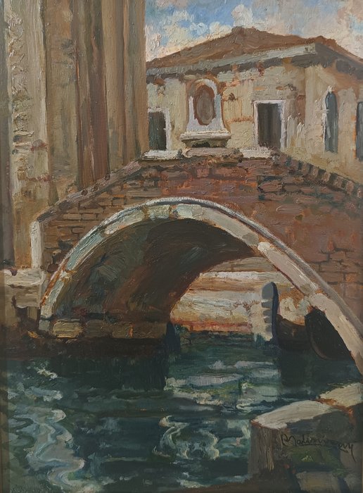 Angelo Malinverni (1877–1947) - Venezia, ponte sul canale  - No Reserve