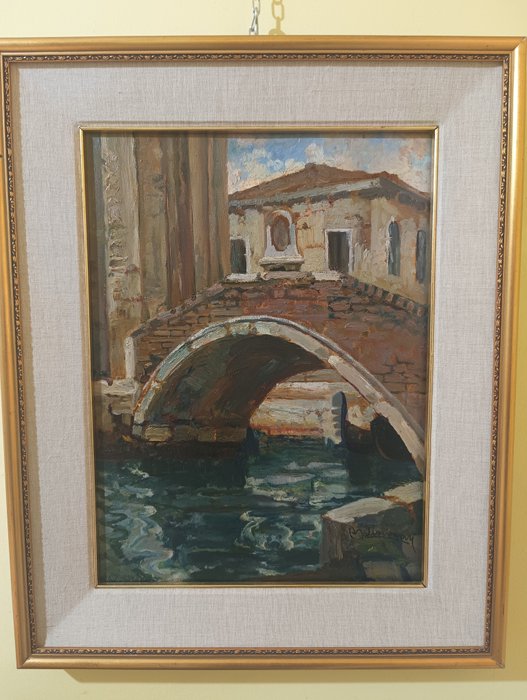 Angelo Malinverni (1877–1947) - Venezia, ponte sul canale  - No Reserve