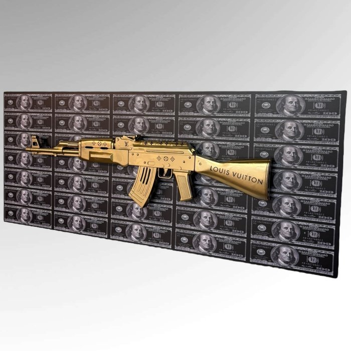 AmsterdamArts - 3D Louis Vuitton AK47 Gold wall art