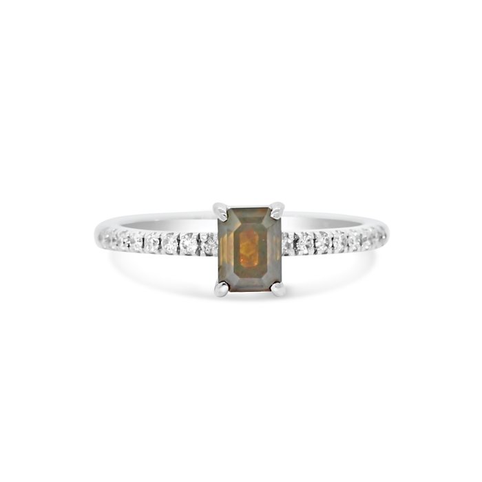 Ingen mindstepris - Ring - 14 karat Hvidguld -  107ct tw Brun Diamant (Naturfarvet) - Diamant