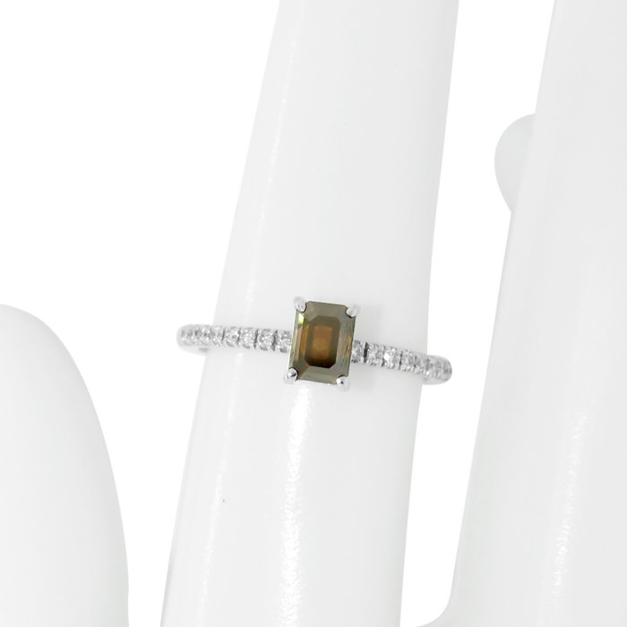 Ingen mindstepris - Ring - 14 karat Hvidguld -  1.07ct. tw. Brun Diamant (Naturfarvet) - Diamant