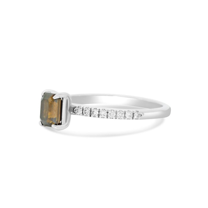 Ingen mindstepris - Ring - 14 karat Hvidguld -  107ct tw Brun Diamant (Naturfarvet) - Diamant