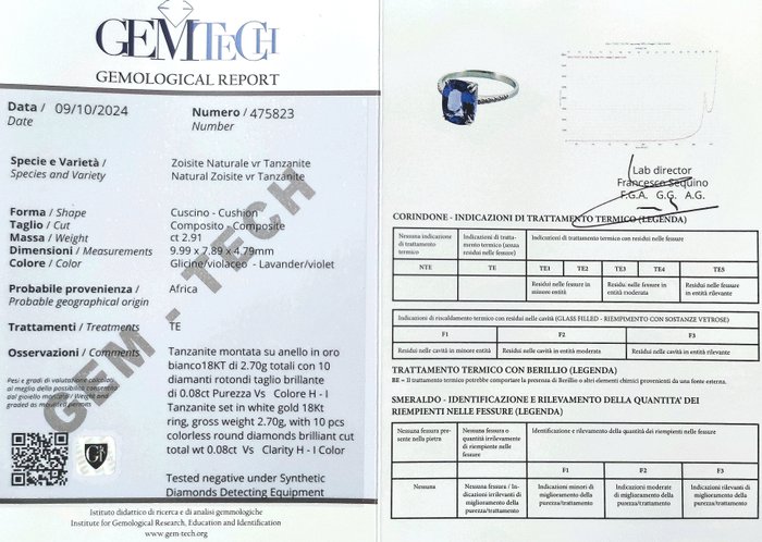 Ingen mindstepris - Ring - 18 kraat Hvidguld -  2.99ct. tw. Tanzanit - Diamant