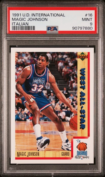 1991 Upper Deck International Italian Magic Johnson #16 PSA 9 Graded card