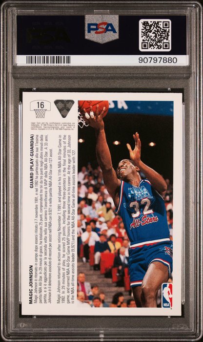 1991 Upper Deck International Italian Magic Johnson #16 PSA 9 Graded card