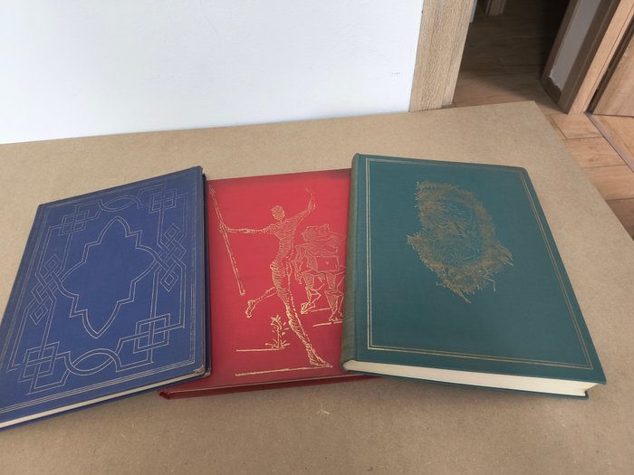 Manzoni/de Chirico, Hugo/Guttuso, Cervantes/Dalì - Lot with 3 books: I promessi sposi / I miserabili / Don Chisciotte - 1964-1966