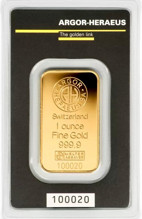 1 Troy Ounce - Guld 999 - Argor-Heraeus, Switzerland - Forseglet  Med certifikat