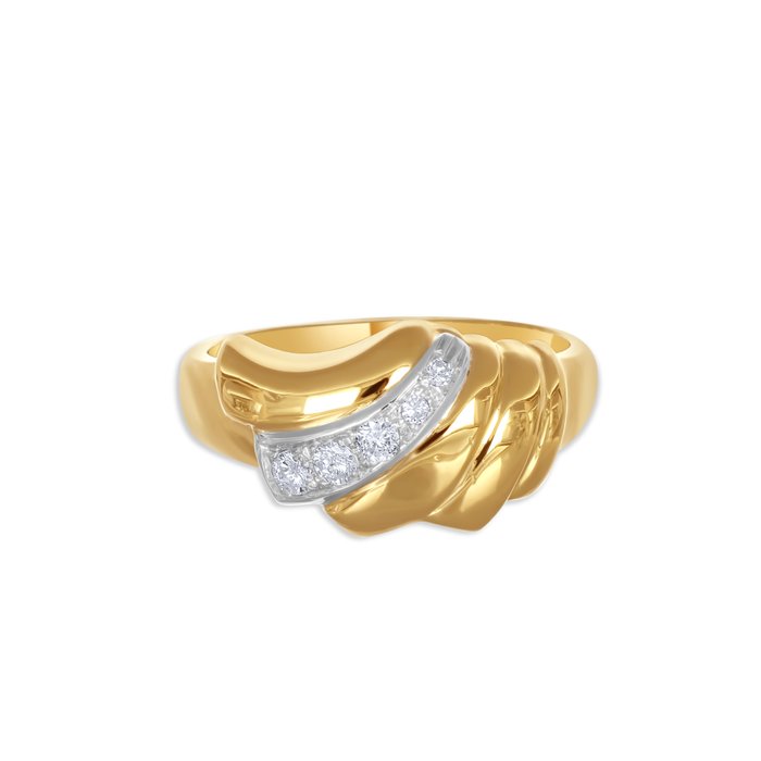 Ring - 18 kraat Gulguld, Hvidguld -  0.14ct. tw. Diamant (Natur)