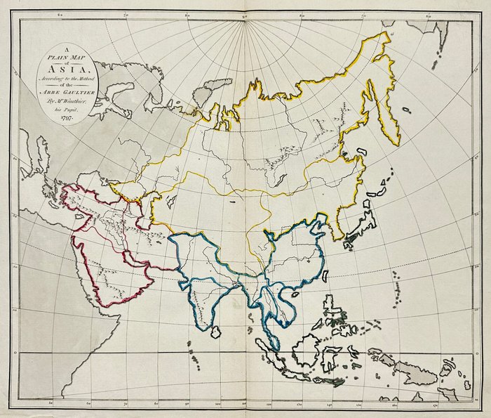 Asien - Almindelig kort over Asien; Samuel Bentley / Richard Bentley / Abbe Gaultier - A plain map of Asia, according to the method of the Abbe Gaultie - 1801-1820