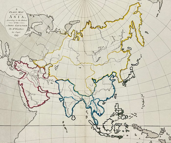 Asien - Almindelig kort over Asien; Samuel Bentley / Richard Bentley / Abbe Gaultier - A plain map of Asia, according to the method of the Abbe Gaultie - 1801-1820