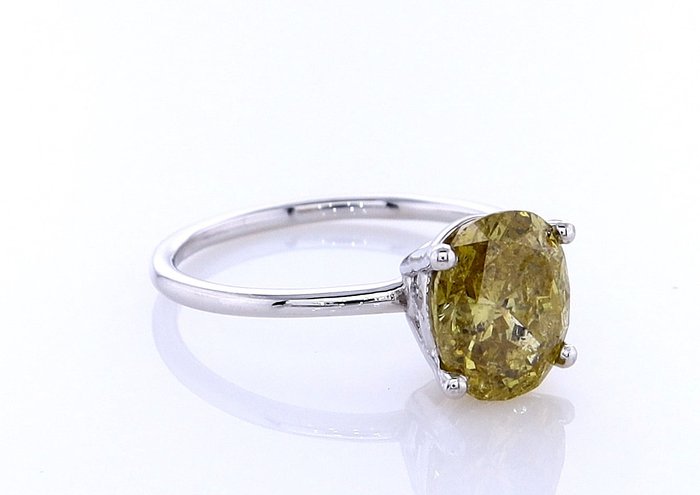 Ring - 14 karat Hvidguld -  2.01ct. tw. Diamant (Naturfarvet)