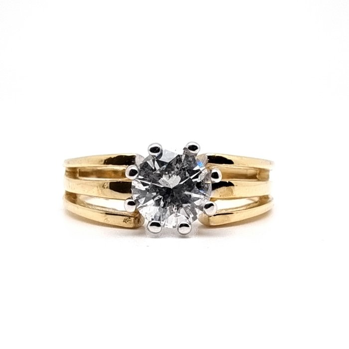 Ring - 18 kraat Gulguld -  090ct tw Diamant (Natur)