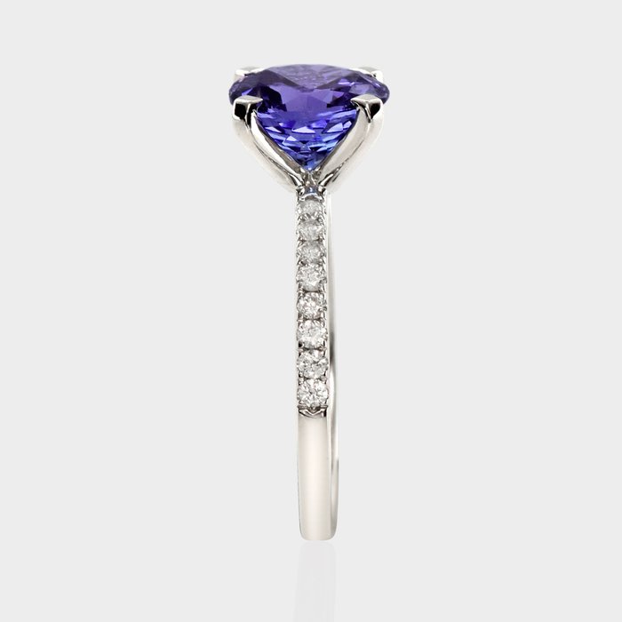 Ingen mindstepris - Ring - 14 karat Hvidguld -  2.91ct. tw. Tanzanit - Diamant - IGI 2,67 ct lavendel