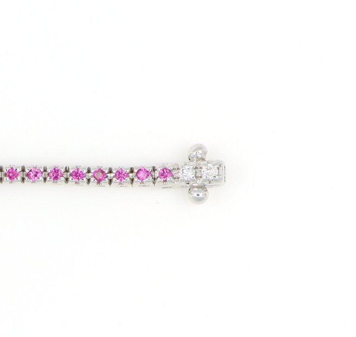 Ingen mindstepris - Armbånd - 18 kraat Hvidguld -  1.38ct. tw. Rubin - Diamant