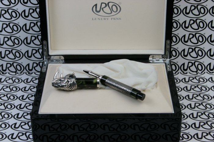 Urso - Roller ball Rhinoceros in sterling silver and prestigiouse resin limited edition 10 pcs - Rollerpen