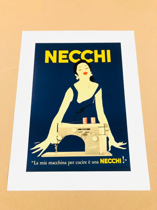 Jeanne Grignani - Necchi - "La mia macchina per cucire è una Necchi!" (linen backed on canvas) - 1970‹erne