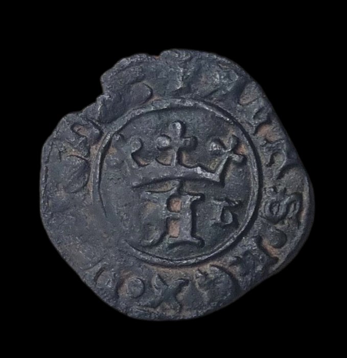 Portugal. D. Afonso V (1433-1438). Meio Real Preto - L - Lisboa - ALFS.R€X/ADIVTORIUM - Legenda Inédita