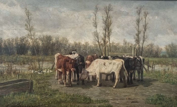 Cornelis Willem Hoevenaar Jr. (1847-1884) - Landschap met koeien