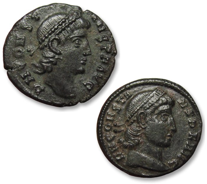 Romarriket. Constans as Augustus. Follis Group of 2x folles: Cyzikus mint 9th officina + other one not readable - good quality coins