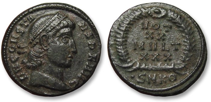 Romarriket. Constans as Augustus. Follis Group of 2x folles: Cyzikus mint 9th officina + other one not readable - good quality coins