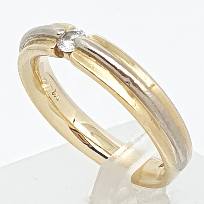 Ring - 18 kraat Gulguld, Hvidguld -  0.10ct. tw. Diamant (Natur)