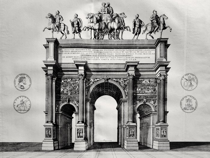 Joan Blaeu / Pieter Mortier - The Arch of Septimius Severus in Rome from Nouveau Théâtre d'Italie - 1660-1704