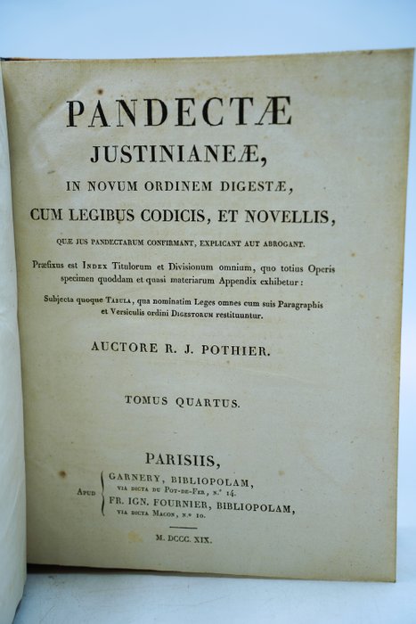 R.J. Pothier - Pandectae justinianeae - 1818-1820