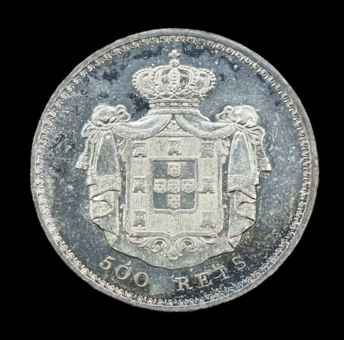 Portugal D Pedro V (1853-1861) 500 Reis 1854 - 1º Tipo - Proof Like (Possível) - Muito Rara