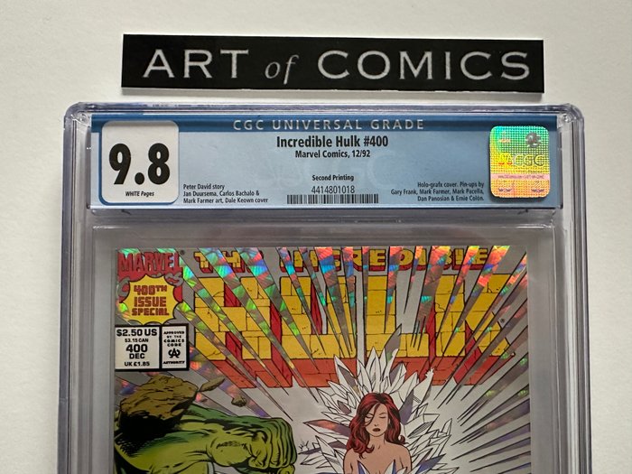 The Incredible Hulk #400 - Holo-Grafx Cover - Rare Silver 2nd Print Variant - CGC Graded 9.8 - 1 Graded comic - Første udgave - 1992