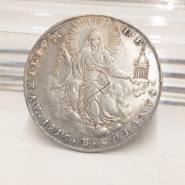 Vatikanstaten Pius VII 1 scudo 1816 B (Bologna) selten