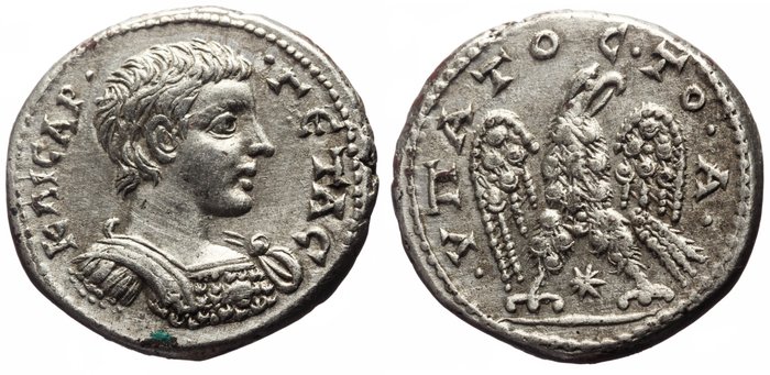 Romerriget (Provinsielt). Geta (AD 209-211). Tetradrachm Very Rare, Stunning portrait of Geta