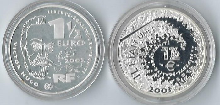 Frankrig. 1 1/2 Euro 2002 und 2003  (Ingen mindstepris)