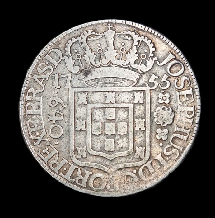 Brasilien (Kolonial), Portugal. D. Jose I (1750-1777). 640 Réis (2 Patacas) 1755 R - Rio de Janeiro - Josephus - Rara