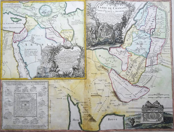 Middle East - Hellig Land, Israel, Palæstina, Jordan, Jerusalem, Irak, Edens Have....; Robert de Vaugondy / C.F. Delamarche - Terre de Chanaan, ou Terre promise à Abraham et à sa Posterité . . . - 1781-1800