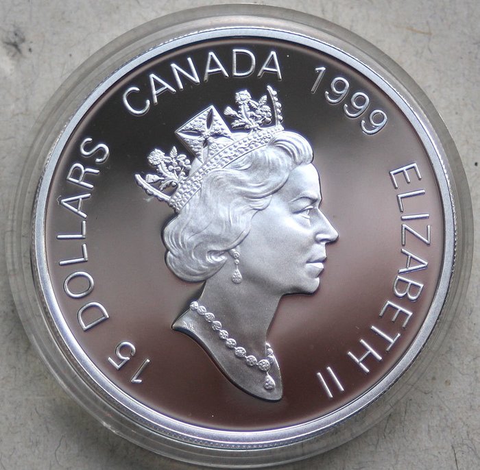 Canada. 15 Dollars 1999 'Jahr des Hasen' - mit 24k vergoldet inlay, Proof  (Ingen mindstepris)