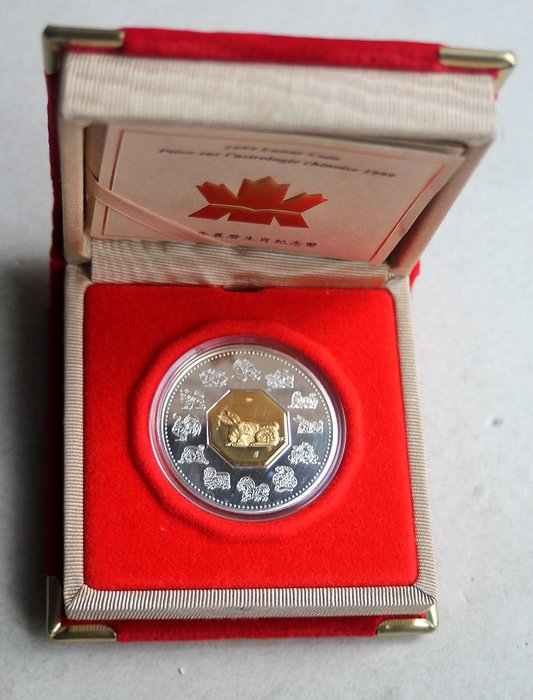 Canada. 15 Dollars 1999 'Jahr des Hasen' - mit 24k vergoldet inlay, Proof  (Ingen mindstepris)