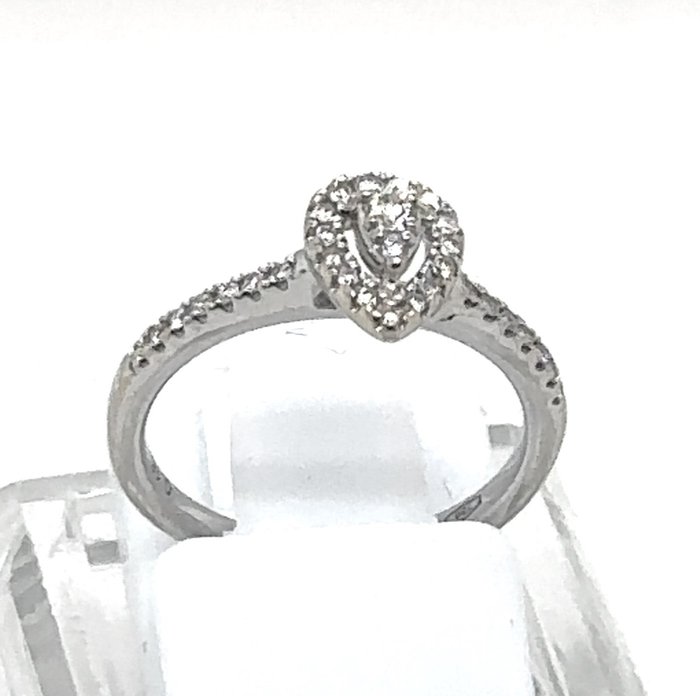 Ring - 18 kraat Hvidguld -  0.16ct. tw. Diamant (Natur)  - Diamant - Unik Dia Ring RS 47