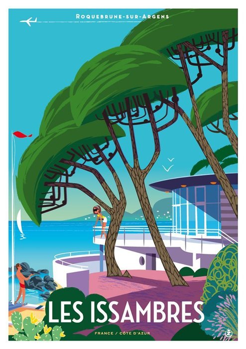 Monsieur Z - Affiche originale de Tourisme "Les Issambres" golfe de Saint Tropez, French Riviera 2017