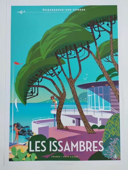 Monsieur Z - Affiche originale de Tourisme "Les Issambres" golfe de Saint Tropez, French Riviera 2017