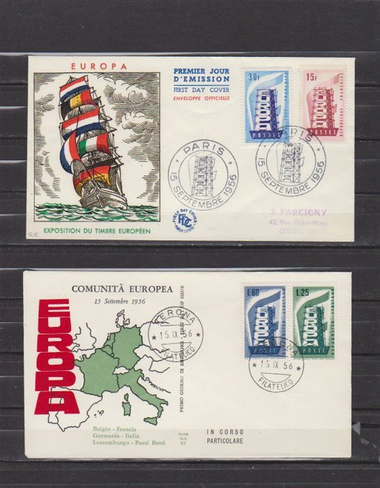 Europa CEPT 1956/1958 - Europa FDC Michel Belgien 1043/1044 til Tyrkiet 1610-1611 1956-1958 uden at skrive og løbe. - Europa FDC Michel België 1043/1044 t/m Turkije 1610-1611 1956-1958 onbeschreven en gelopen.