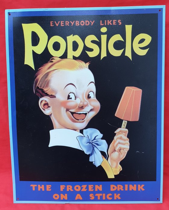 Emaljeskilt - Metal reklameskilt fra USA fra 2002 Popsicle