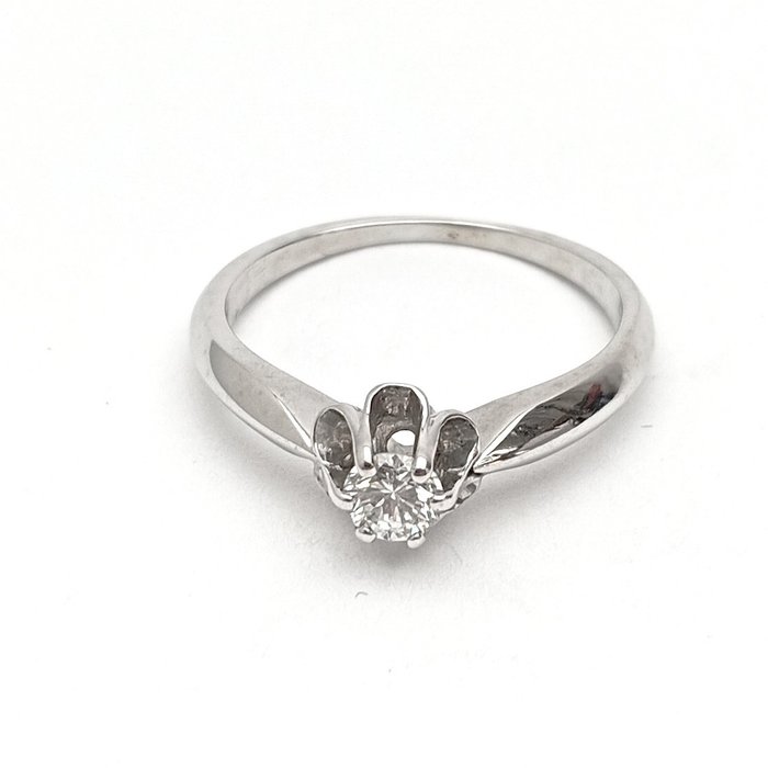 Ring - 14 karat Hvidguld -  0.22ct. tw. Diamant (Natur)  - VSI "E"