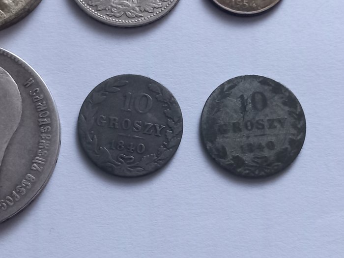 Østeuropa. A Lot of 6x Silver Coins 1840-1954  (Ingen mindstepris)