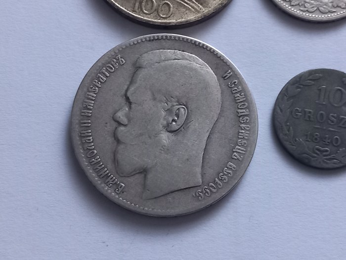 Østeuropa. A Lot of 6x Silver Coins 1840-1954  (Ingen mindstepris)