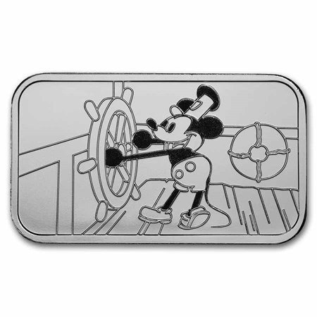 Verden. Silver Bar 2024 Steamboat Willie - Mickey Mouse, 1 Oz (.999)  (Ingen mindstepris)