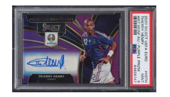 2020 Panini Select Thierry Henry - Historical Significance Purple - Autograph /75 PSA 9 - 1 Graded card