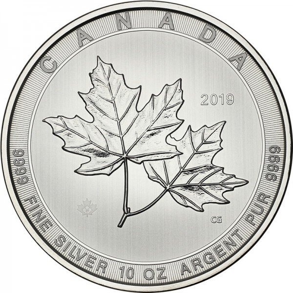 Canada 2019 10 oz $50 Magnificent Maple Leaves Silver BU Coin