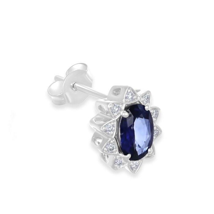 Øreringe - 18 kraat Hvidguld -  1.80ct. tw. Safir - Diamant