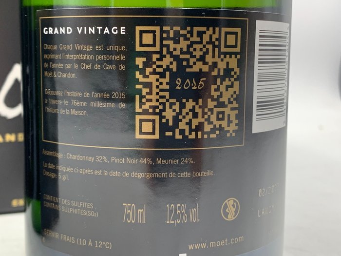 2015 Moët  Chandon, Grand Vintage - Champagne Extra Brut - 2 Flasker (0,75 L)