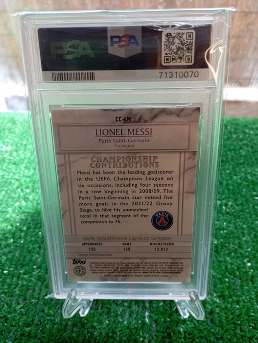 2021/22 Topps Stadium Club Chrome UCL Lionel Messi Championship Contributions PSA 9 - 1 Graded card